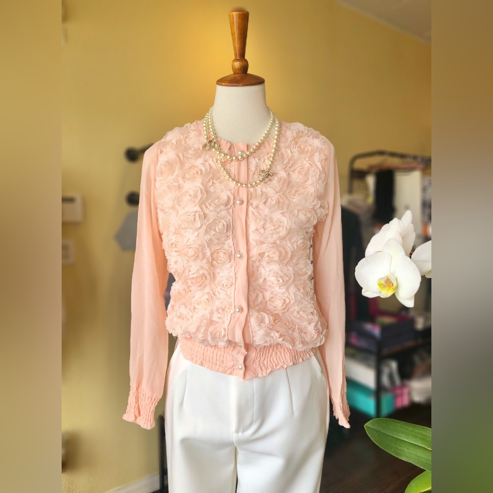 Orange Floral Lace Blouse Size 4 NWOT